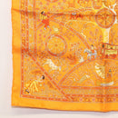 HERMES Gavroche 45 Scarf ""Peuple du Vent"" Silk Orange Auth sw1607-4