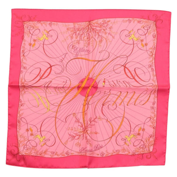 HERMES Carre 40 Scarf ""Effluves"" Silk Fuchsia Auth sw1608