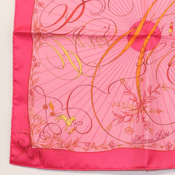 HERMES Carre 40 Scarf ""Effluves"" Silk Fuchsia Auth sw1608