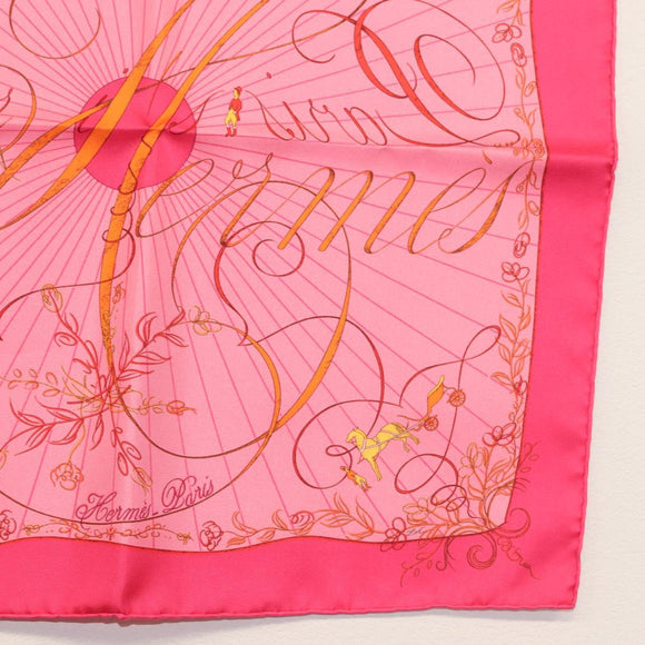 HERMES Carre 40 Scarf ""Effluves"" Silk Fuchsia Auth sw1608