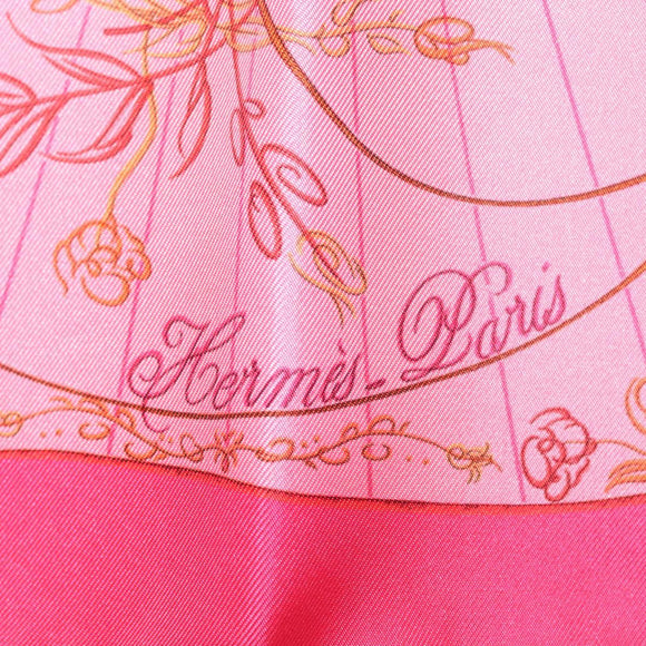 HERMES Carre 40 Scarf ""Effluves"" Silk Fuchsia Auth sw1608