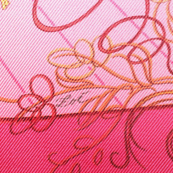 HERMES Carre 40 Scarf ""Effluves"" Silk Fuchsia Auth sw1608