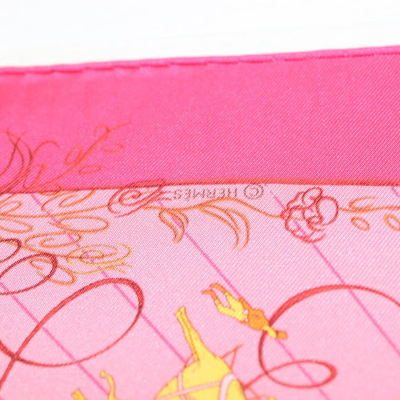 HERMES Carre 40 Scarf ""Effluves"" Silk Fuchsia Auth sw1608