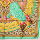 HERMES Carre 90 Scarf ""CASQUES et PLUMETS"" Silk Green Auth sw1609-10