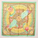 HERMES Carre 90 Scarf ""CASQUES et PLUMETS"" Silk Green Auth sw1609-13