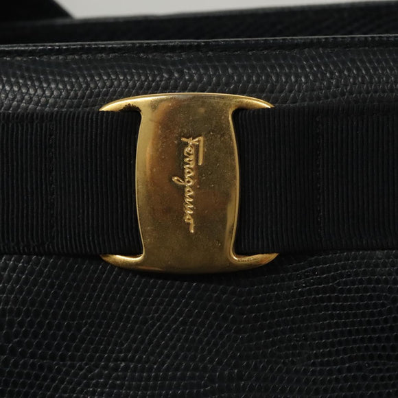 Salvatore Ferragamo Tote Bag Embossed Leather Navy Auth sw161