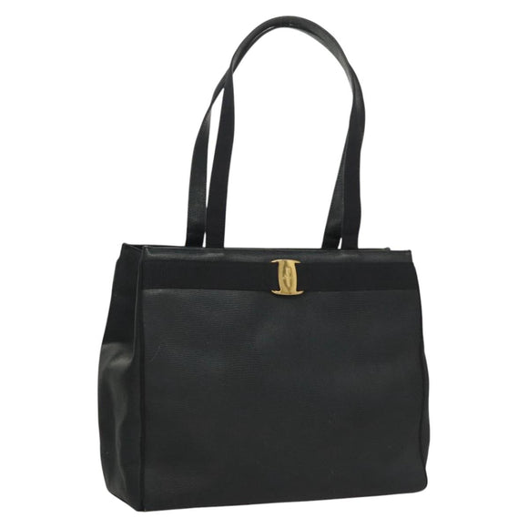 Salvatore Ferragamo Tote Bag Embossed Leather Navy Auth sw161