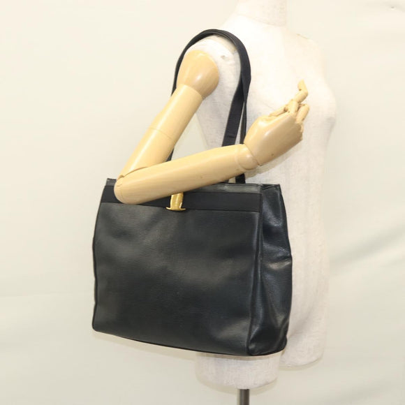 Salvatore Ferragamo Tote Bag Embossed Leather Navy Auth sw161