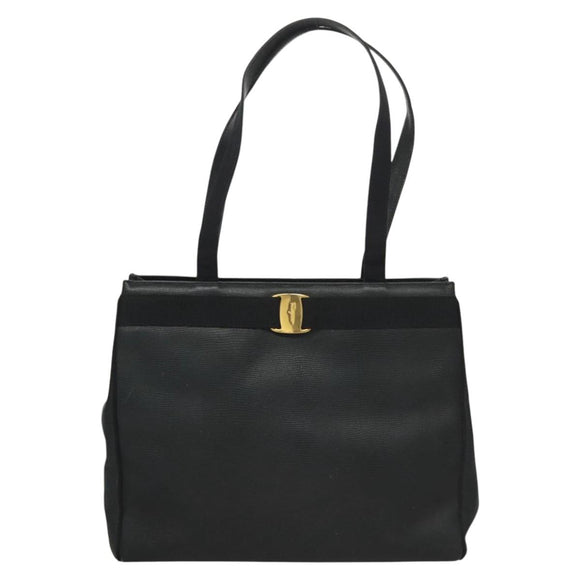 Salvatore Ferragamo Tote Bag Embossed Leather Navy Auth sw161