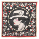 CHANEL COCO Mark Scarf Cotton Black CC Auth sw1610-1