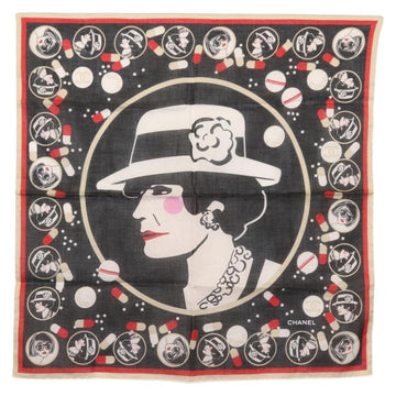 CHANEL COCO Mark Scarf Cotton Black CC Auth sw1610