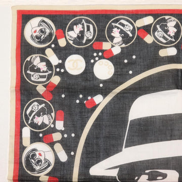 CHANEL COCO Mark Scarf Cotton Black CC Auth sw1610 - 0