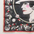 CHANEL COCO Mark Scarf Cotton Black CC Auth sw1610-4