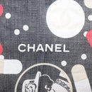 CHANEL COCO Mark Scarf Cotton Black CC Auth sw1610-6