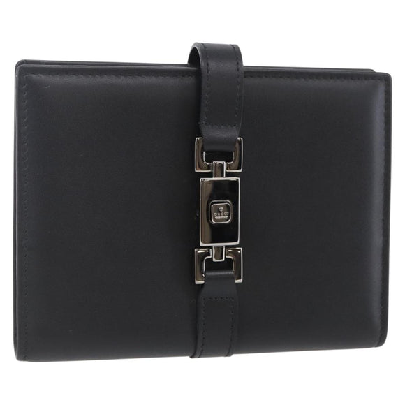 GUCCI Jackie Day Planner Cover Leather Black Silver 29966 1147 Auth sw1611