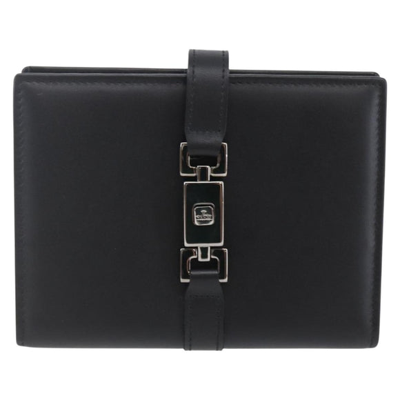 GUCCI Jackie Day Planner Cover Leather Black Silver 29966 1147 Auth sw1611