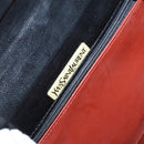 SAINT LAURENT Shoulder Bag Leather Embossed Black Auth sw162-11