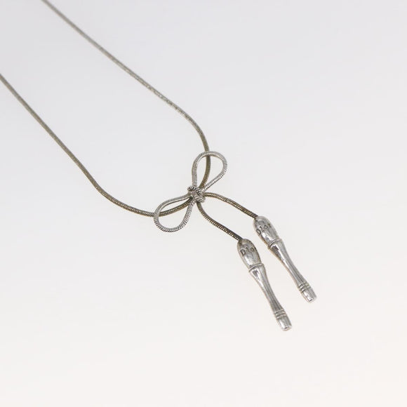 Christian Dior Choker metal Silver Auth sw1624