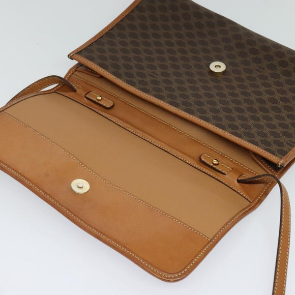 CELINE Macadam Canvas Shoulder Bag PVC Leather Brown Gold Auth sw164