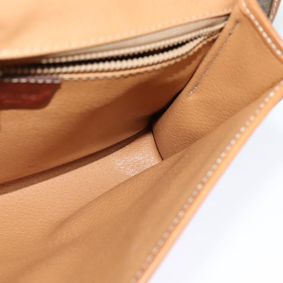 CELINE Macadam Canvas Shoulder Bag PVC Leather Brown Gold Auth sw164