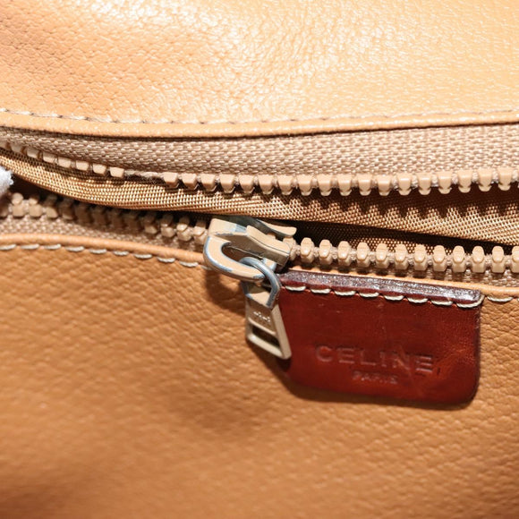 CELINE Macadam Canvas Shoulder Bag PVC Leather Brown Gold Auth sw164