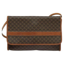 CELINE Macadam Canvas Shoulder Bag PVC Leather Brown Gold Auth sw164-13