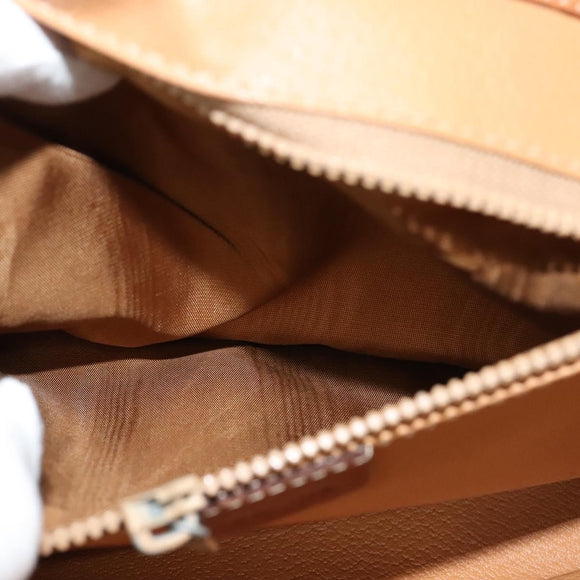 CELINE Macadam Canvas Shoulder Bag PVC Leather Brown Gold Auth sw164