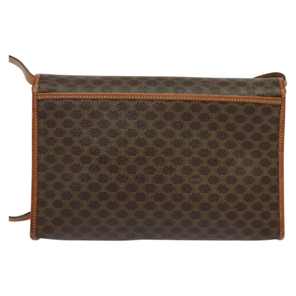 CELINE Macadam Canvas Shoulder Bag PVC Leather Brown Gold Auth sw164