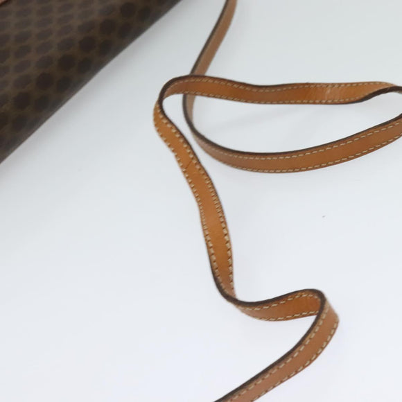 CELINE Macadam Canvas Shoulder Bag PVC Leather Brown Gold Auth sw164