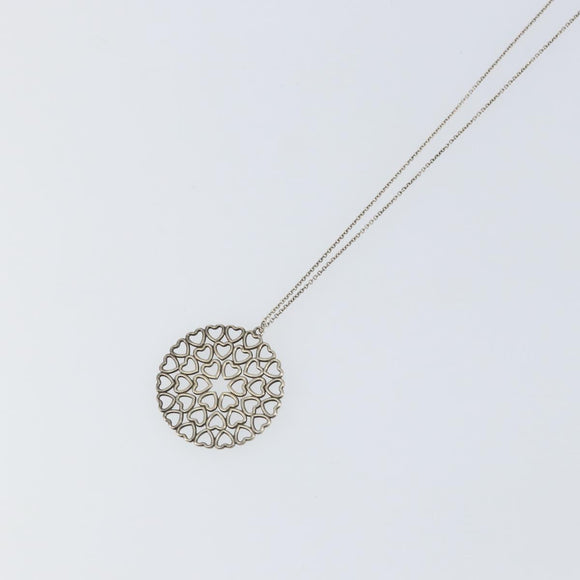 TIFFANY&Co. Crown of Hearts Medallion Necklace Ag925 Silver Auth SW1644