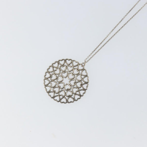 TIFFANY&Co. Crown of Hearts Medallion Necklace Ag925 Silver Auth SW1644