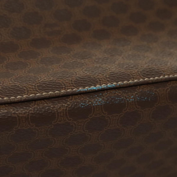 CELINE Macadam Canvas Shoulder Bag PVC Leather Brown Gold Auth sw165