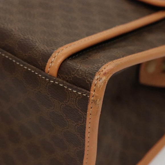 CELINE Macadam Canvas Shoulder Bag PVC Leather Brown Gold Auth sw165