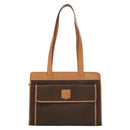 CELINE Macadam Canvas Shoulder Bag PVC Leather Brown Gold Auth sw165-13