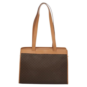 CELINE Macadam Canvas Shoulder Bag PVC Leather Brown Gold Auth sw165 - 0