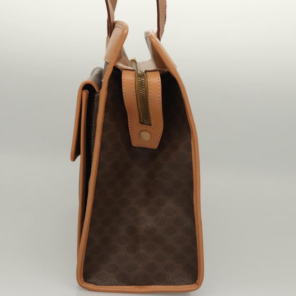 CELINE Macadam Canvas Shoulder Bag PVC Leather Brown Gold Auth sw165