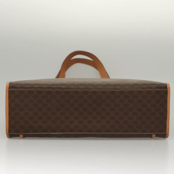 CELINE Macadam Canvas Shoulder Bag PVC Leather Brown Gold Auth sw165