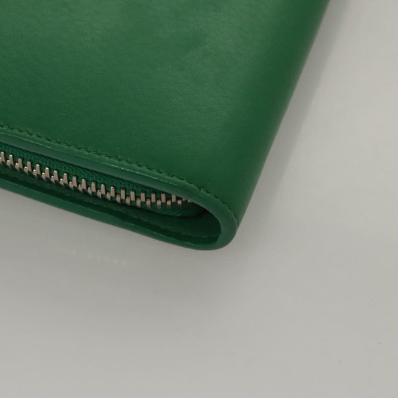 BALENCIAGA Paper Money Zip Around Wallet Leather Green 371661 Auth sw166V