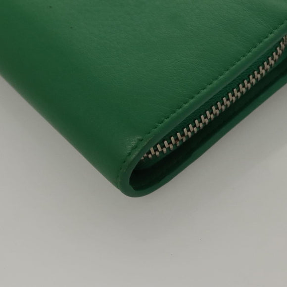 BALENCIAGA Paper Money Zip Around Wallet Leather Green 371661 Auth sw166V