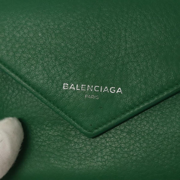 BALENCIAGA Paper Money Zip Around Wallet Leather Green 371661 Auth sw166V