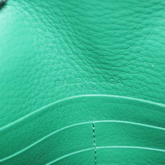 BALENCIAGA Paper Money Zip Around Wallet Leather Green 371661 Auth sw166V