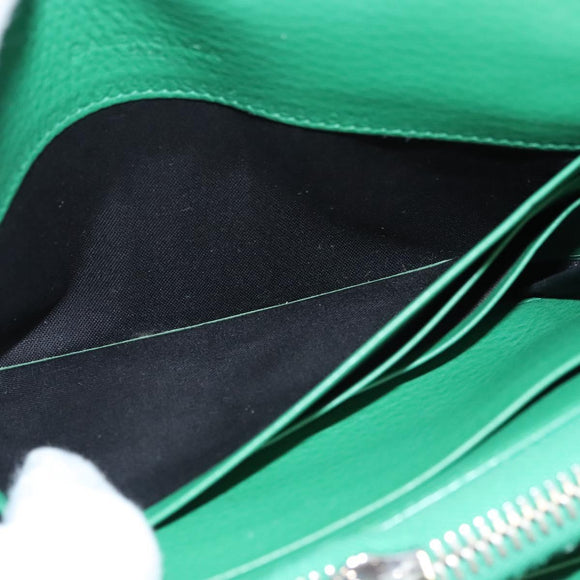 BALENCIAGA Paper Money Zip Around Wallet Leather Green 371661 Auth sw166V