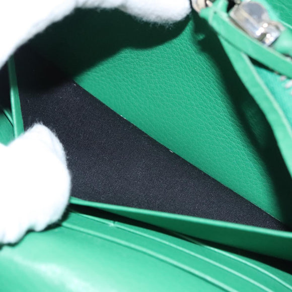 BALENCIAGA Paper Money Zip Around Wallet Leather Green 371661 Auth sw166V