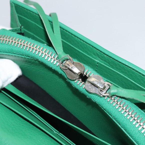 BALENCIAGA Paper Money Zip Around Wallet Leather Green 371661 Auth sw166V