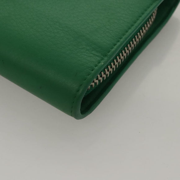 BALENCIAGA Paper Money Zip Around Wallet Leather Green 371661 Auth sw166V