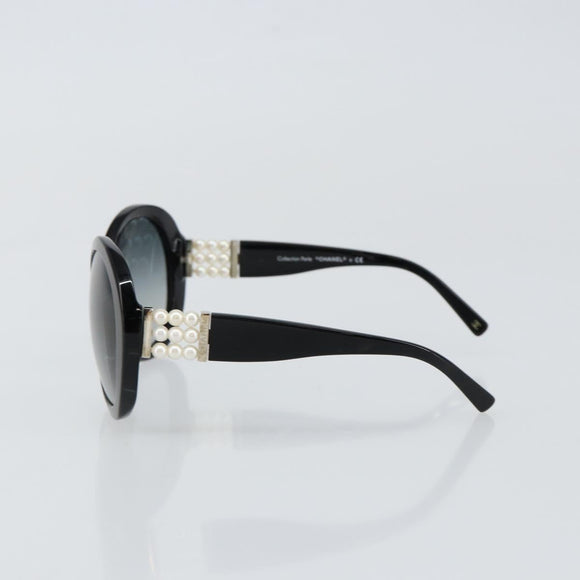 CHANEL Sunglasses Plastic Black CC Auth SW1664