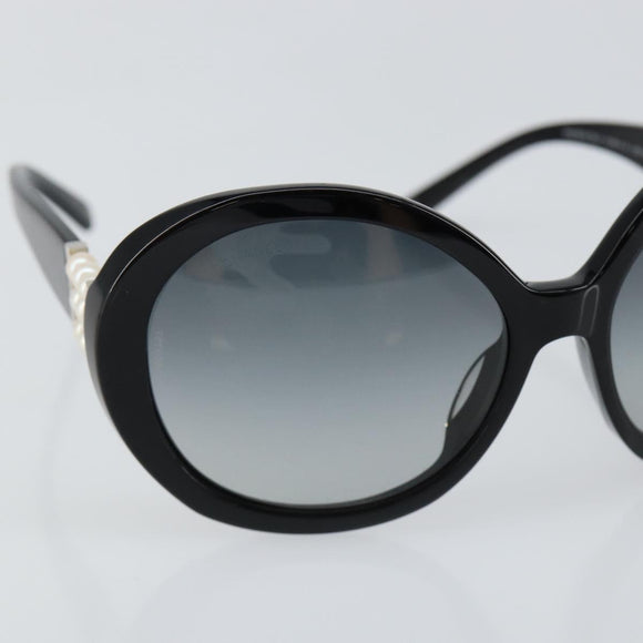 CHANEL Sunglasses Plastic Black CC Auth SW1664