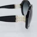 CHANEL Sunglasses Plastic Black CC Auth SW1664-8