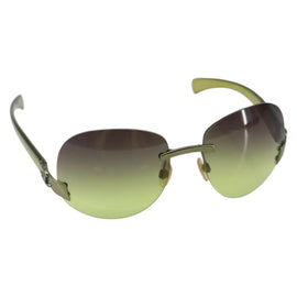 CHANEL COCO Mark Sunglasses Plastic Green CC Auth SW1668