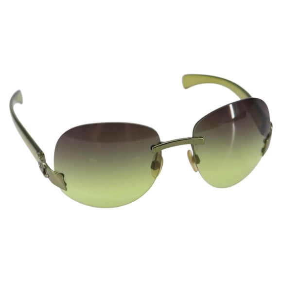 CHANEL COCO Mark Sunglasses Plastic Green CC Auth SW1668